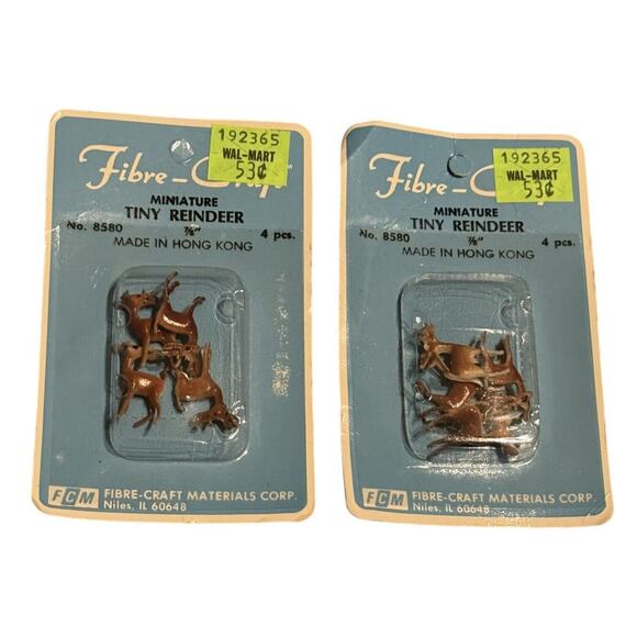 Decorative Miniature Reindeer(8) Fibre Craft #8580 VTG Christmas Holiday Diorama - Picture 1 of 5
